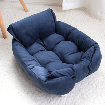 3-in-1 Multifunctional Dog Bed – Cozy Mat, Snug Sofa, Soft Cotton for Small to Medium Pets – Gray, Blue, Brown Options 8