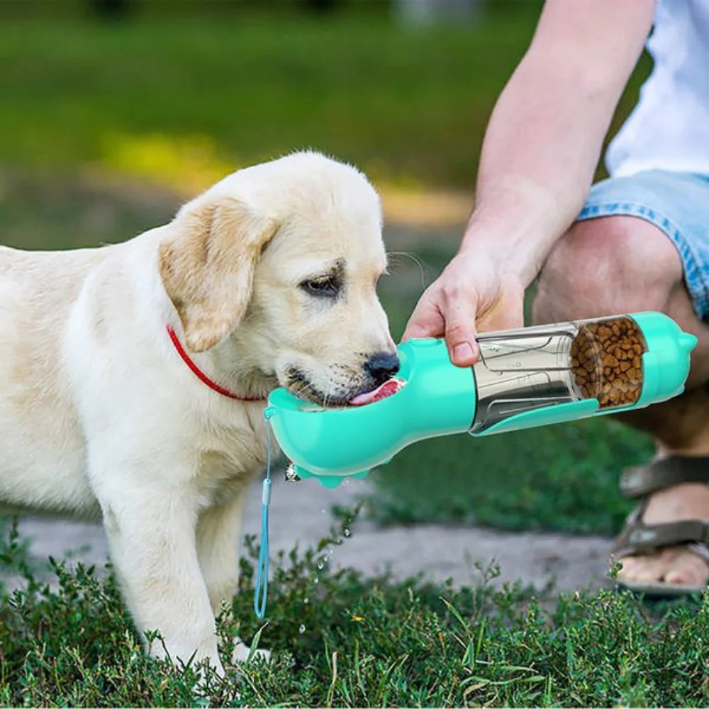 4-in-1 Portable Dog Feeder with Food and Water Dispenser, Waste Bag Dispenser – Ideal for Travel and Outdoor Activities 2