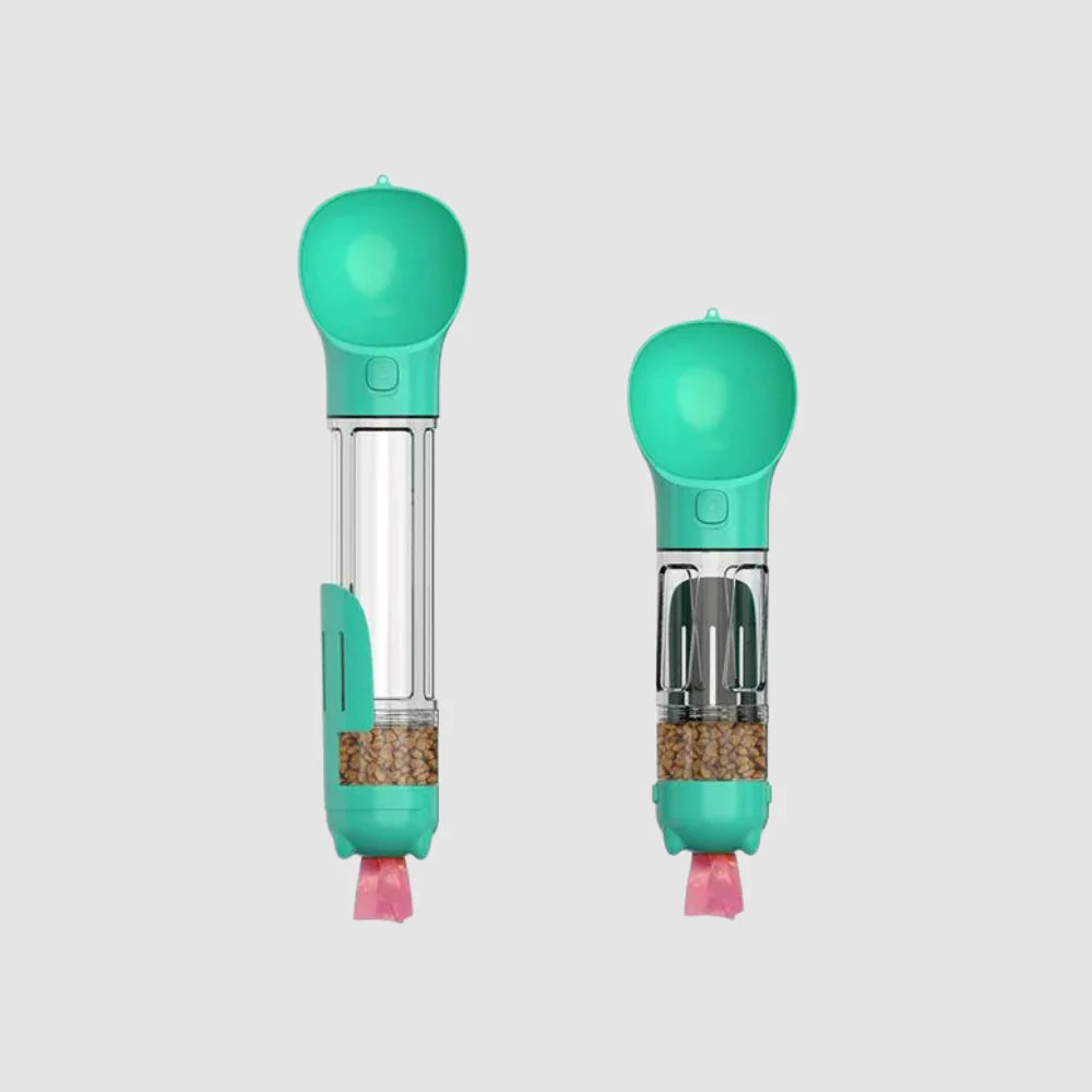 4-in-1 Portable Dog Feeder with Food and Water Dispenser, Waste Bag Dispenser – Ideal for Travel and Outdoor Activities 4