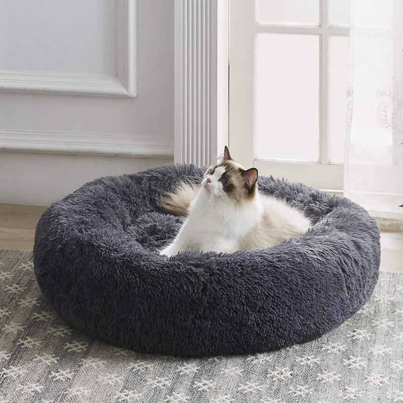 Calming Cat Bed with Raised Rim for Comfort – Ultra-Soft Plush Fabric, Non-Slip Base, Easy to Clean, Perfect for All Cats 2