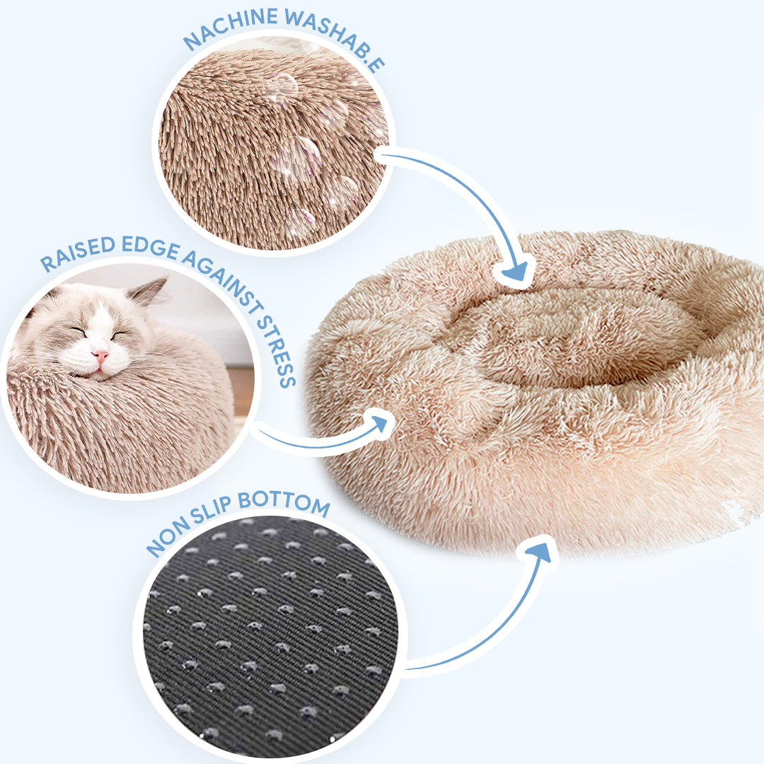 Calming Cat Bed with Raised Rim for Comfort – Ultra-Soft Plush Fabric, Non-Slip Base, Easy to Clean, Perfect for All Cats 5