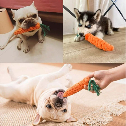 Carrot Shape Cotton Rope Dog Toy – Durable Chew Toy for Dental Care, Engaging Design for All Dog Sizes 0
