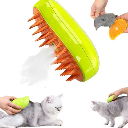 Cat Grooming Brush with Silicone Bristles and Steam Function for Shedding – Best Cat Brush for Healthy, Shiny Coat 1