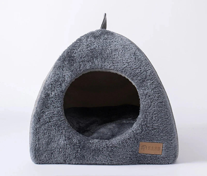 Cozy Enclosed Cat House Indoor – Triangle Design for Warmth and Comfort, Soft Velvet Material, Easy to Clean, Multiple Sizes 0