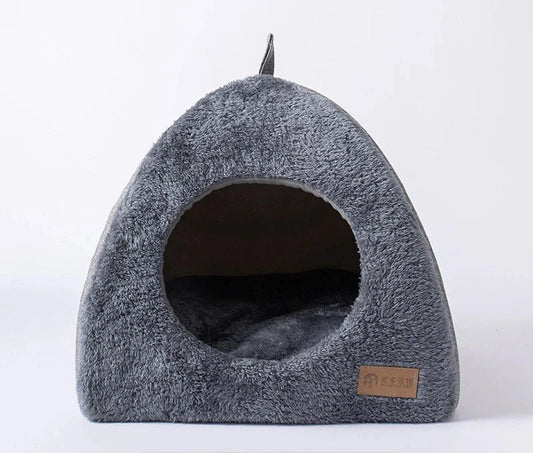 Cozy Enclosed Cat House Indoor – Triangle Design for Warmth and Comfort, Soft Velvet Material, Easy to Clean, Multiple Sizes 0