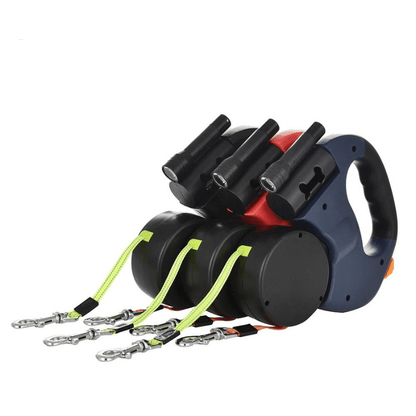 Double Dog Leash with LED Light – Tangle-Free Design, 30kg Load Capacity, 300cm Length, Ergonomic Handle, Includes Waste Bag Holder 1