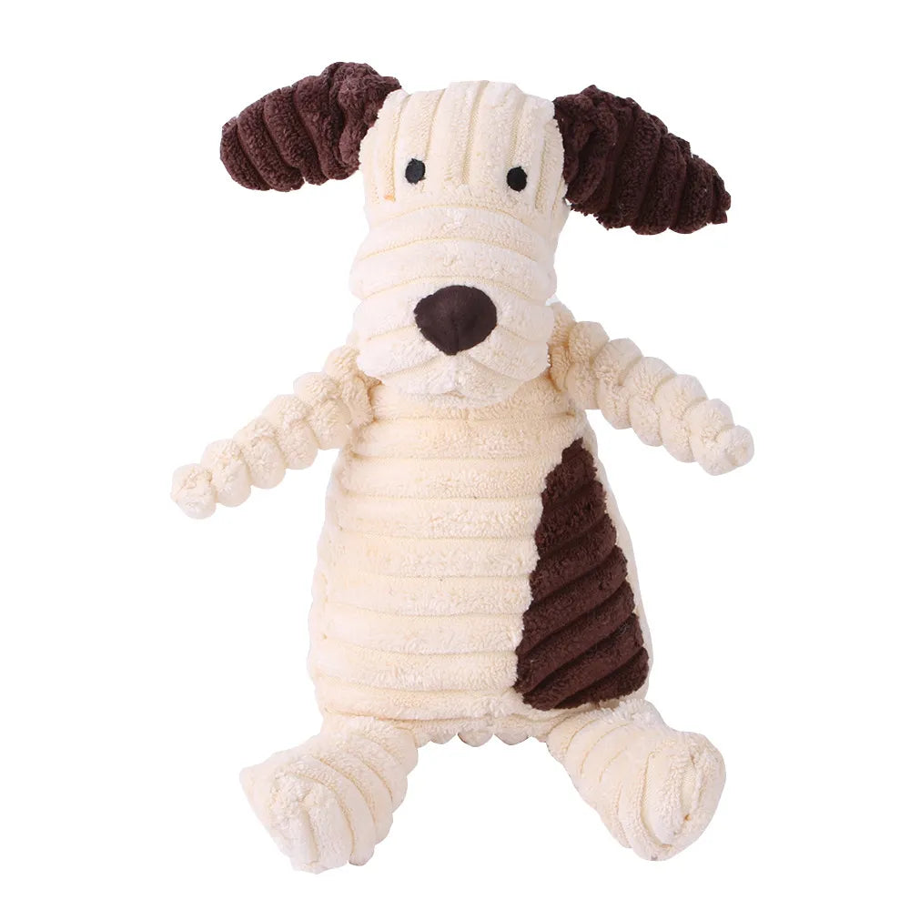 Durable Plush Dog Toy with Squeaky Sound – Corduroy Critters for Small and Large Dogs 7