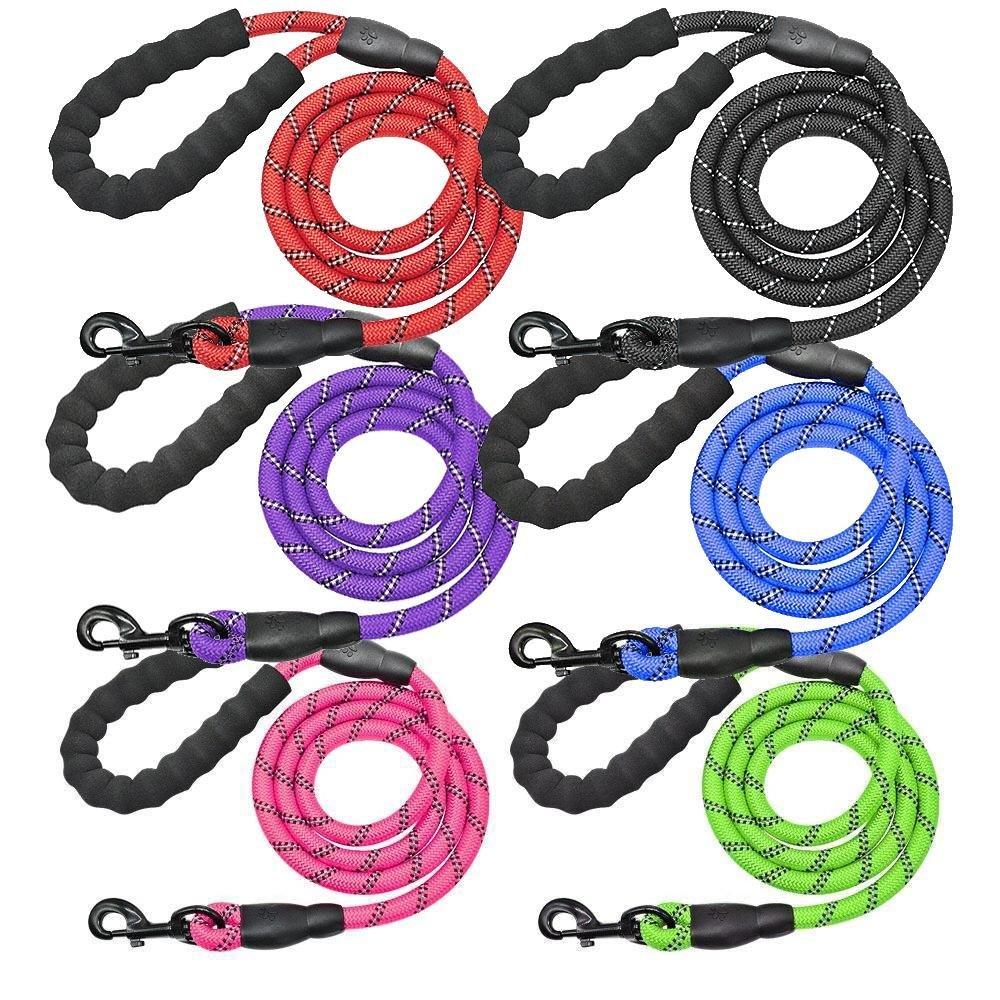 Durable Reflective Dog Leash 5ft Heavy-Duty Rope with Padded Handle for Night Safety and Comfort 1