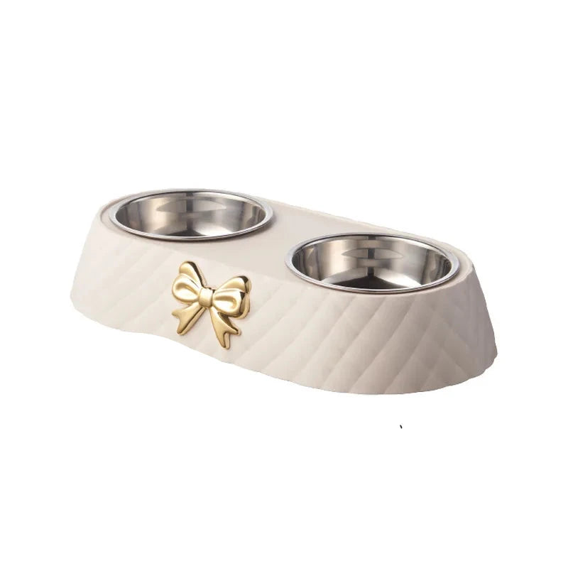 Elegant Stainless Steel Pet Bowl Set with Bow Tie Design – Durable and Stylish Feeding Solution 6