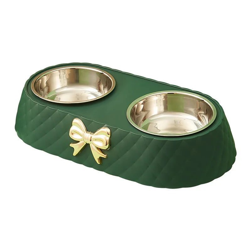 Elegant Stainless Steel Pet Bowl Set with Bow Tie Design – Durable and Stylish Feeding Solution 7