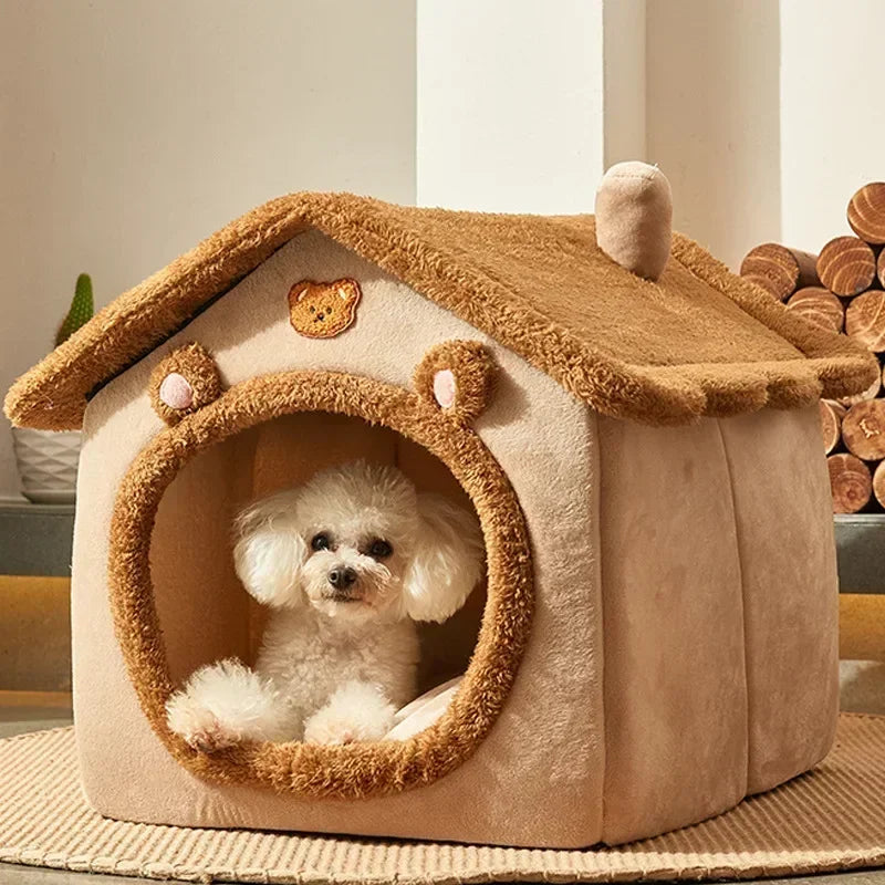 Foldable Cotton Dog and Cat Bed – Cozy Portable Pet House for Small Pets, Lightweight and Easy to Store 1
