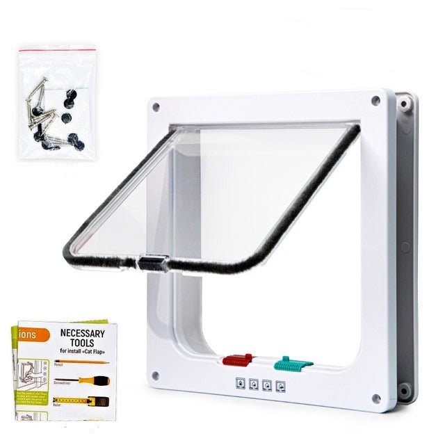 Folding Door with Cat Flap and 4-Way Safety Lock – Versatile Indoor/Outdoor PVC Door Solution 0