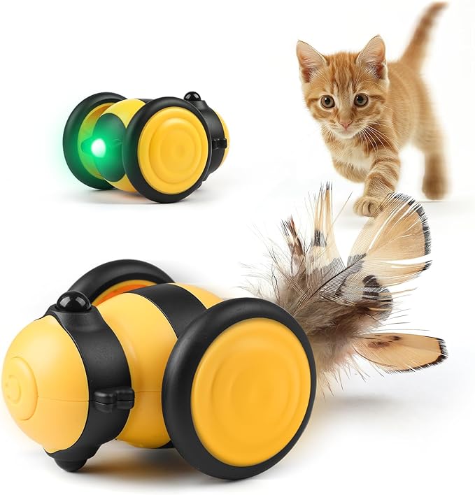 Interactive Remote-Controlled Cat Toy with LED Light and Feather Attac ...