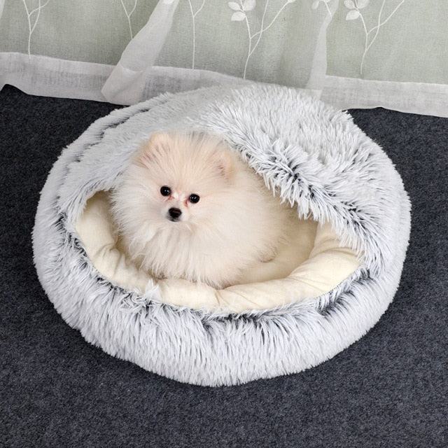 Orthopedic Pet Bed for Cats and Small Dogs – Cozy Cave Plush Bed with Supportive Rim, Machine Washable, Anti-Slip Base 1
