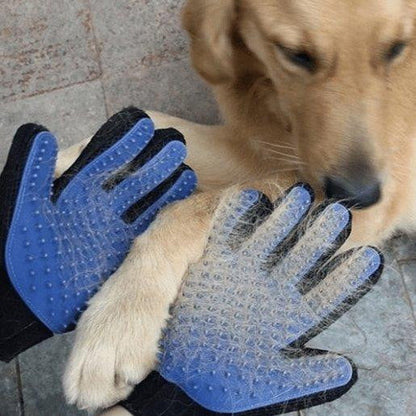 Pet Grooming Gloves for Cats and Dogs – Adjustable Deshedding Mitt with Soft Bristles for Gentle Grooming and Massage 0