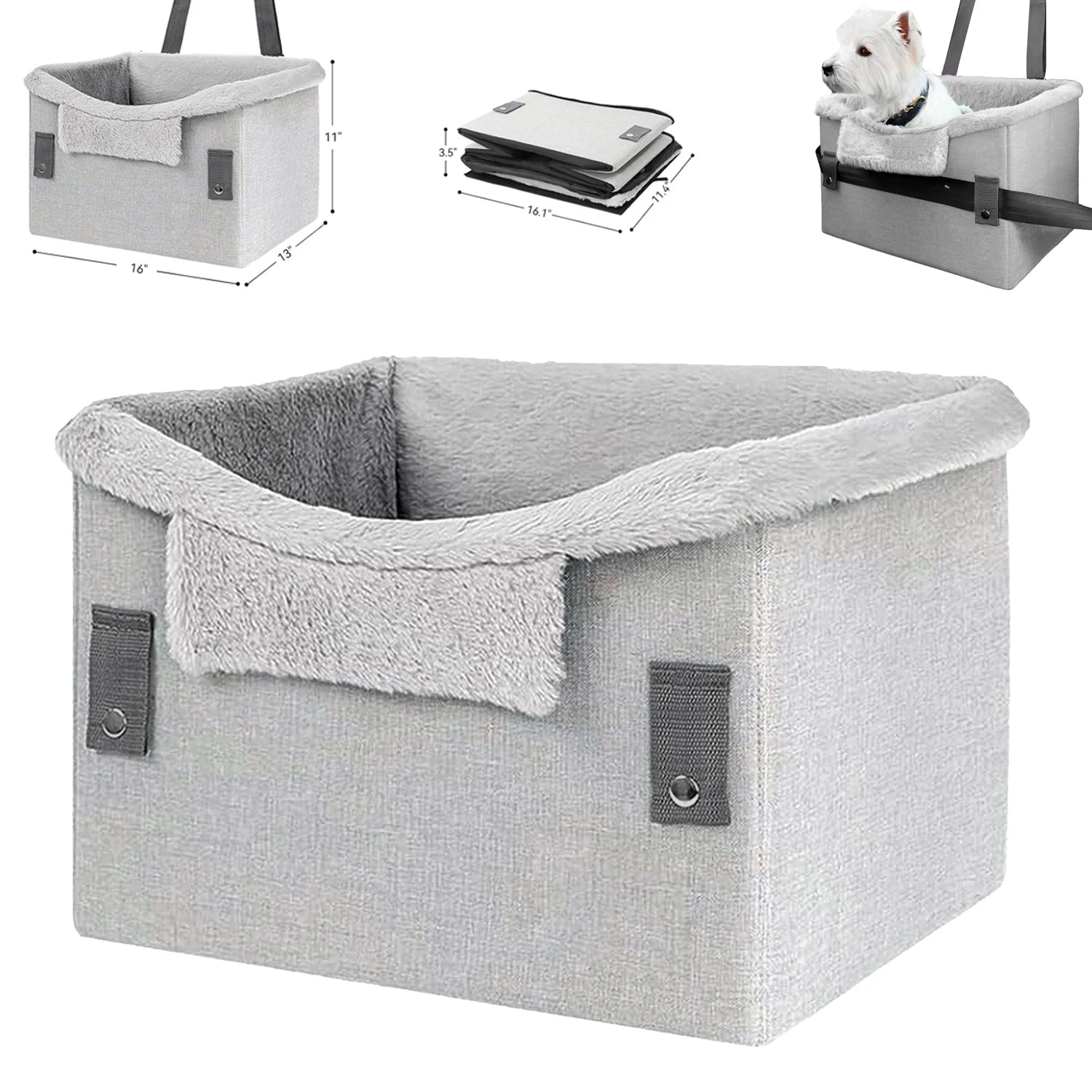 Portable Dog Car Seat for Small Dogs - Foldable Design with Safety Buckles, Ideal Dog Booster Seat for Pets Up to 25Lbs 1