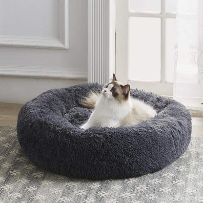Ultra-Soft Calming Cat Bed with Raised Rim for Comfort and Security – Plush Fabric, 24x24 Inches, Machine Washable 2